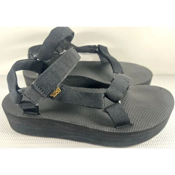 Teva Women Platform Strappy Sandals Flatform Universal Size US 10 Black/Black - Picture 5 of 7